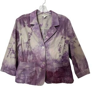 J. Jill Purple Blazer with Artistic Pattern